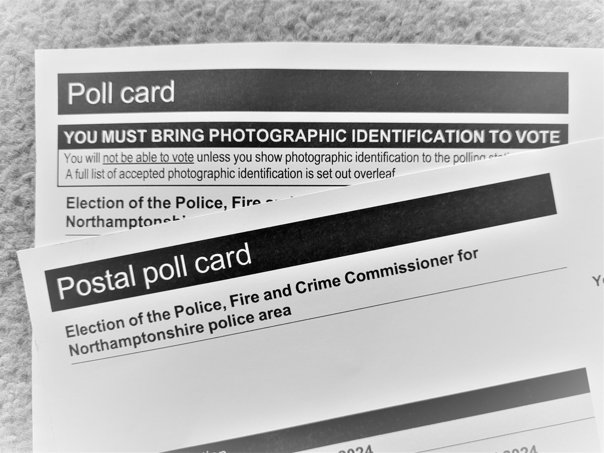 Polling cards have started to be sent out for the Northamptonshire Police, Fire and Crime Commissioner election taking place on Thursday, 2 May. Are you registered to vote? Register before the deadline on 16 April at gov.uk/register-to-vo…