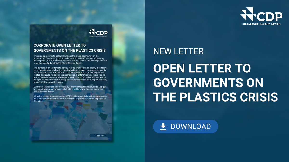 37 companies are calling on govts to include corporate mandatory disclosure in the Global #PlasticsTreaty! This sends a strong signal to policymakers on the need for a level playing field & actionable data to tackle #plasticpollution. Read the letter: ow.ly/w3JE50R3sMN