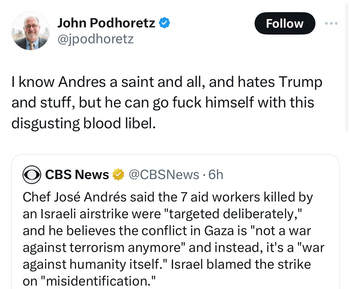 After colliding with one reality, Chef José Andrés collides with another - that anyone speaking out against Israel's crimes will be smeared, just as he once tried to smear them, too.