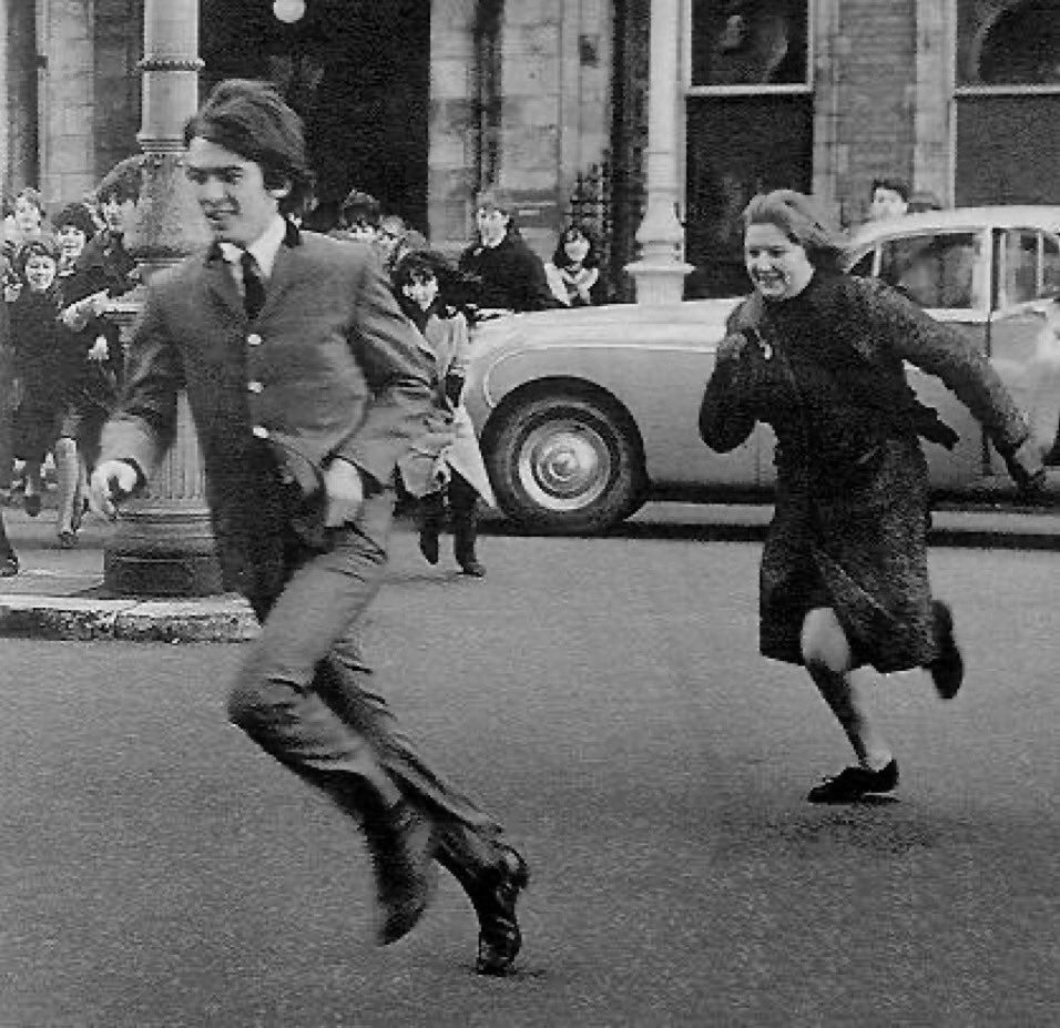 Almost 60 years ago. Chasing George during the opening scenes of A Hard Day’s Night, London, 1964 #TheBeatles #aharddaysnight #sixties #beatleslondon