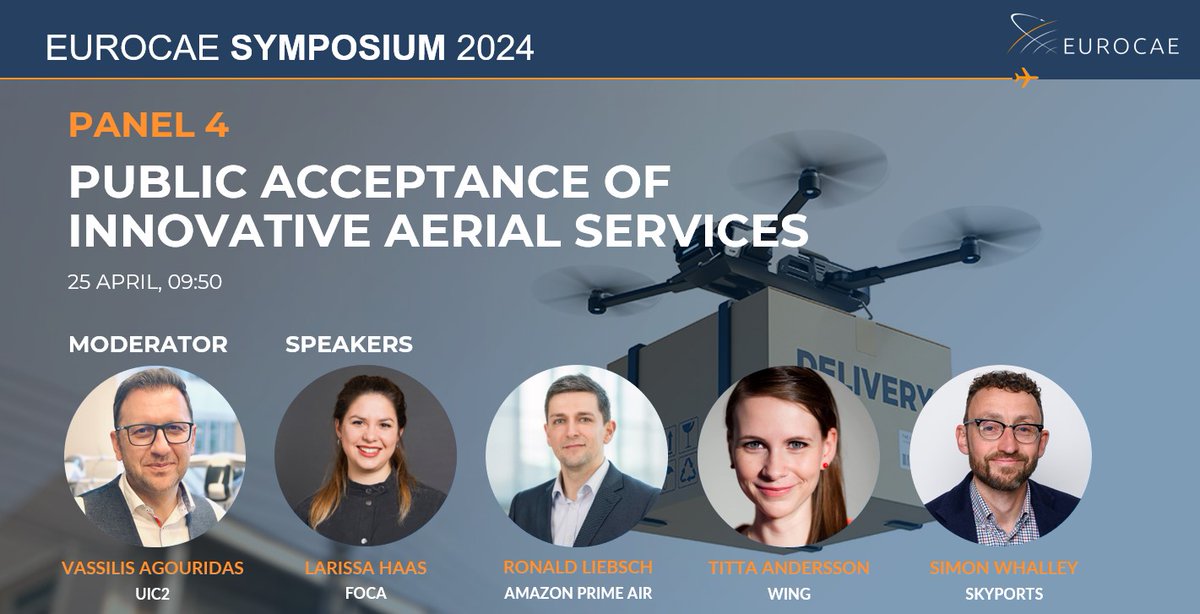 📢 We're thrilled to unveil the fourth panel of the #EUROCAESymposium: 'Public Acceptance of Innovative Aerial Services'. 🚁#IAS and related technologies will have positive effects on society. People will benefit from the new transport and delivery systems and services. However,…
