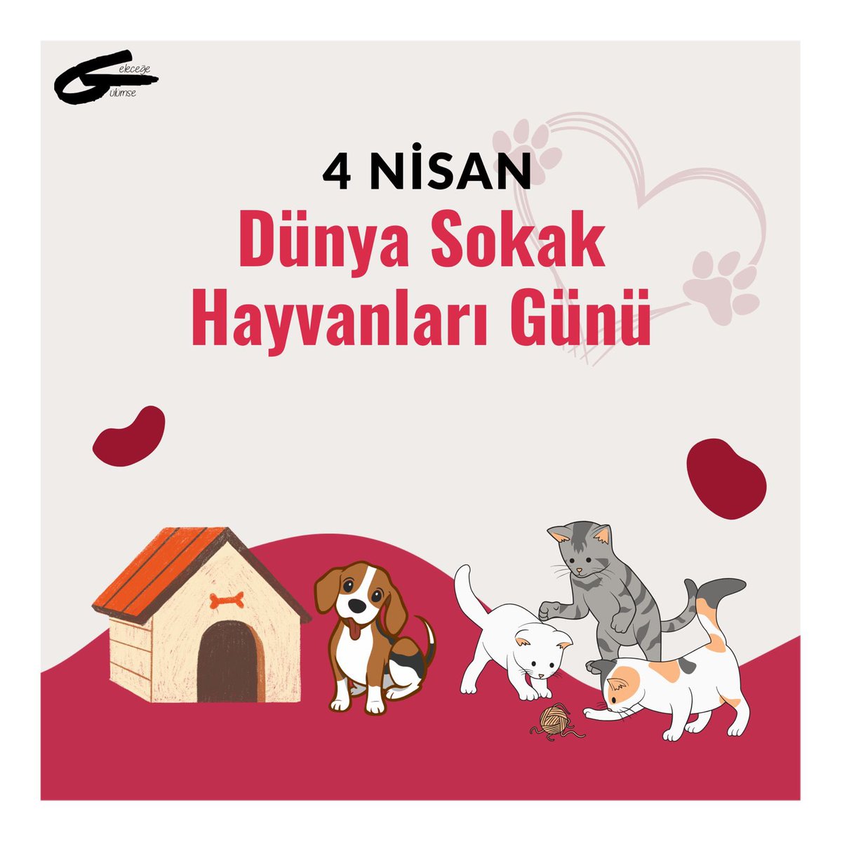 Bu dünya hepimize yetecek kadar büyük ve sevgi dolu. Yalnızca bir kap mama ve suya muhtaç kıymetli dostlarımızı unutmayalım, sevdiğimiz kadar yaşama haklarına da saygı duyalım. #4NisanSokakHayvanlarıGünü kutlu olsun!
