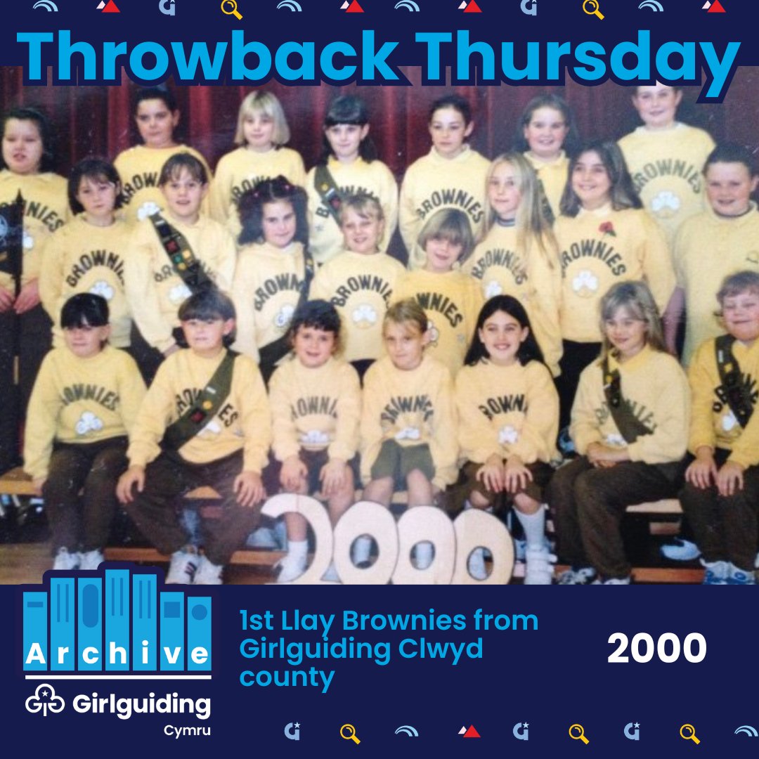 📷Throwback Thursday is here! This photo shows 1st Llay Brownies from Girlguiding Clwyd in the year 2000. Did you wear this style of uniform? Learn more about our history ow.ly/yhnl50J60St #GuidingHistory #ThrowbackThursday #throwback