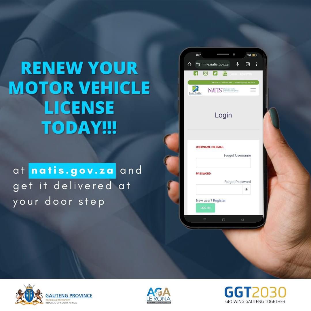 Visit: Online.NaTis.gov.za to renew your license disc online. Residents of GP, PE and Kariega can use the portal to book learner or driving licence tests, renewal of driving licence cards &professional driving licence permit. #natisonline where everybody licences.