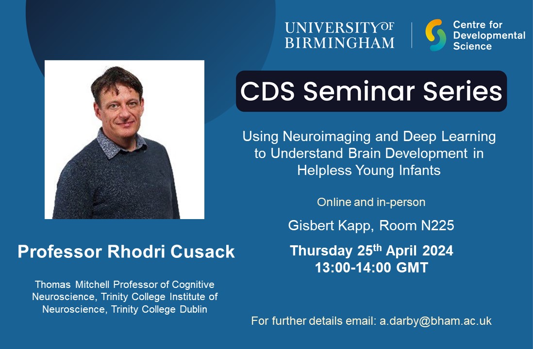 Looking forward to our upcoming seminar with Professor Rhodri Cusack. Details 👇.