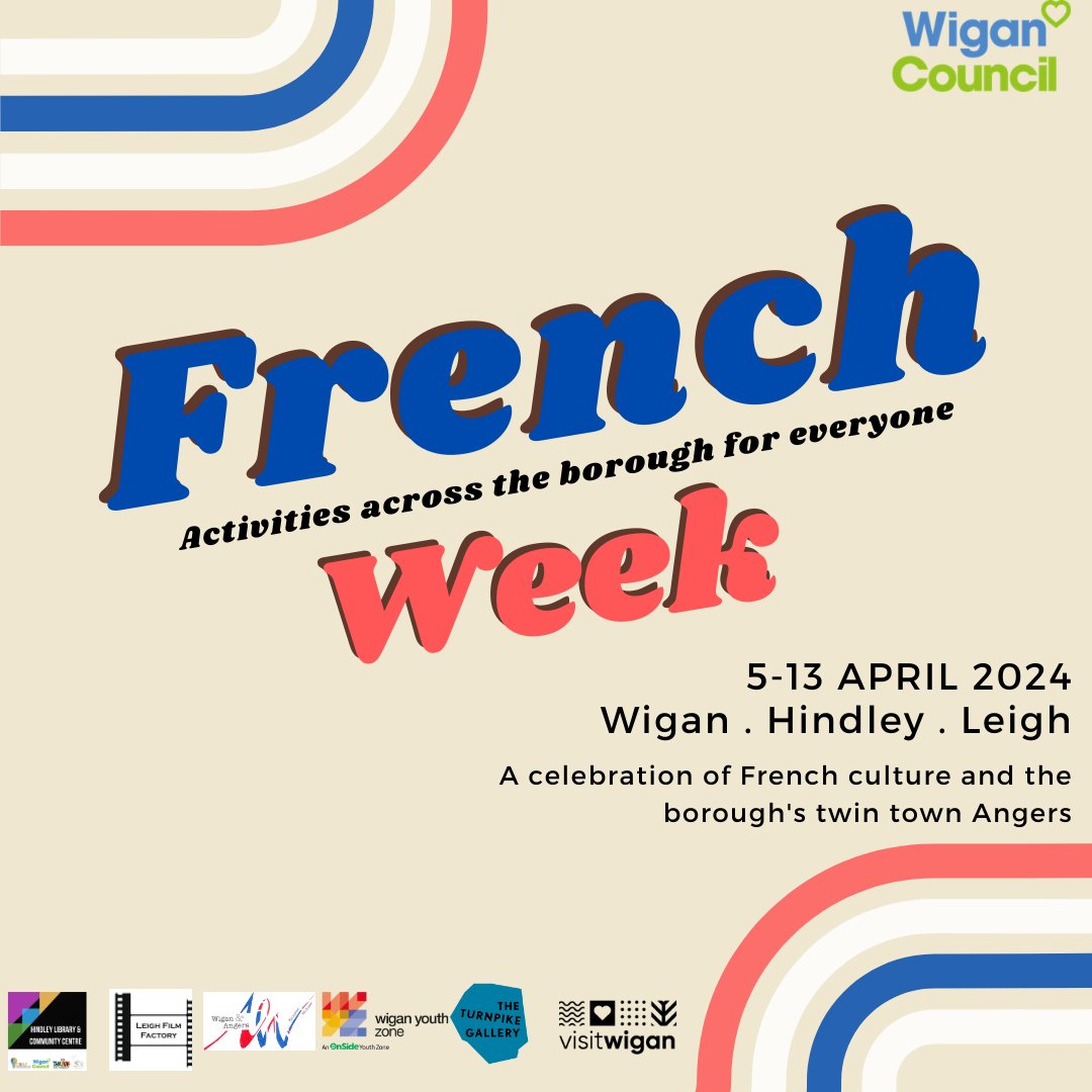 We’re excited to celebrate French culture and Wigan’s twin town, Angers, with an exciting programme for everyone to enjoy as part of French Week 2024. For more information and to book your place at any of the fantastic events planned, visit: bit.ly/3TKwLSy