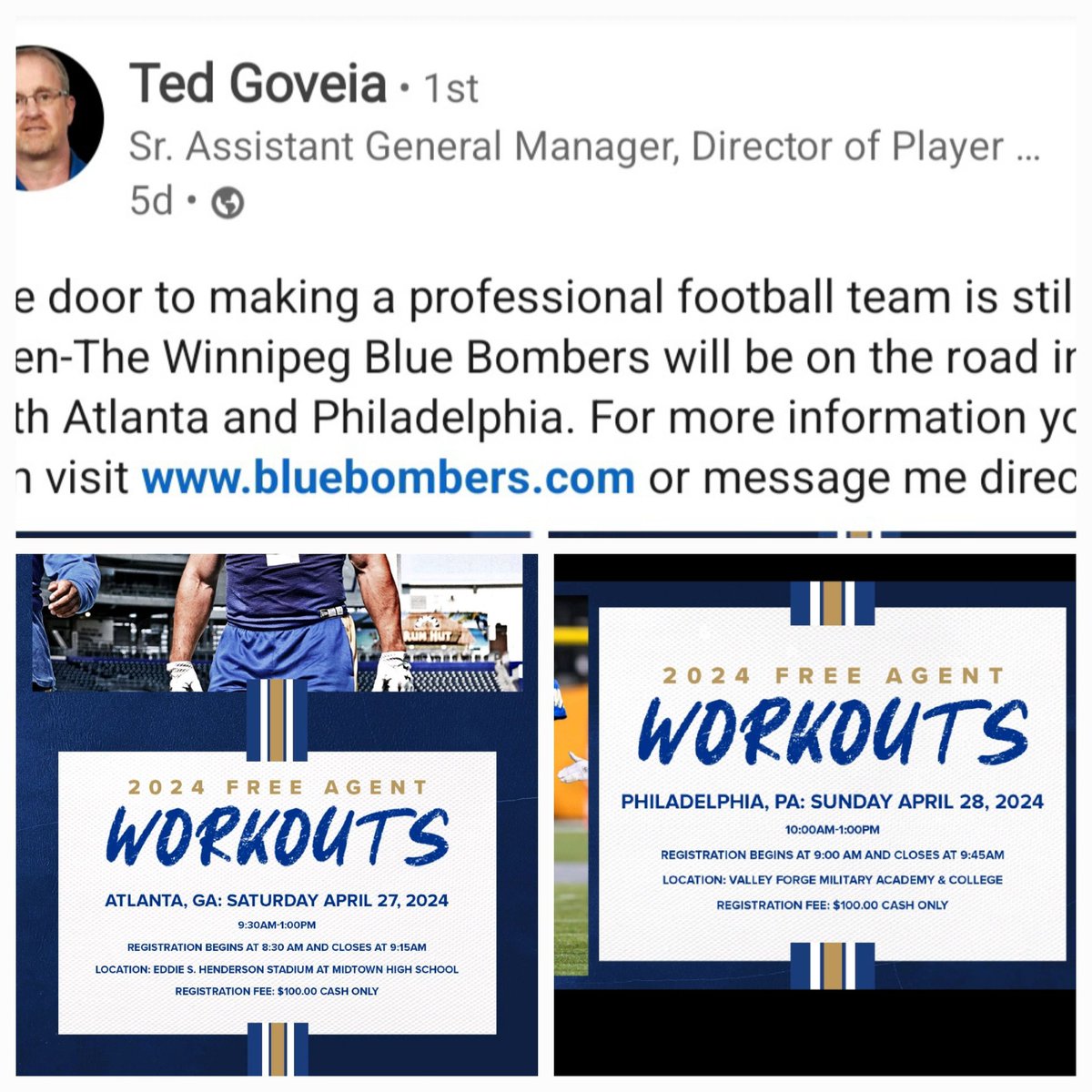 Great supporters of @TheDreamBowl, @Wpg_BlueBombers will be holding some east coast tryouts! Check it out! #DreamBig #DreamBowl