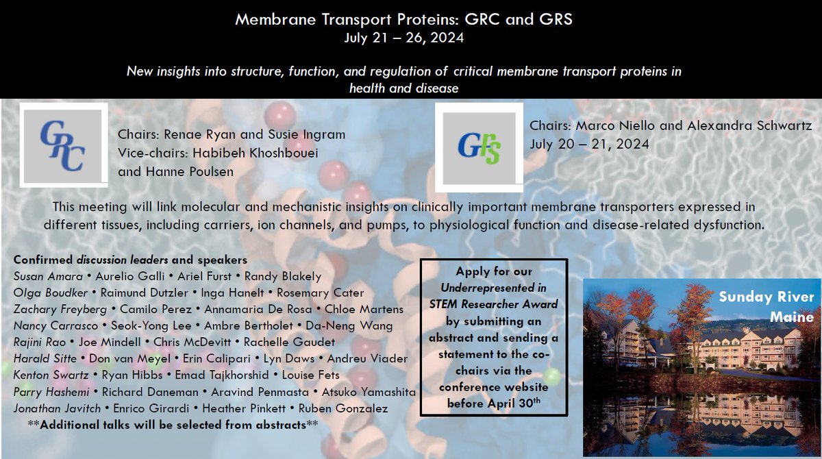 Marco Niello (@marconiello) on Twitter photo -10 days🚨
Submit your Abstract by April 14th to be considered for an oral presentation at the GRS on Membrane Transport Proteins!
grc.org/membrane-trans…
<a href="/GordonConf/">Gordon Research Conferences</a> <a href="/Khoshbouei_lab/">Habibeh</a> <a href="/hannepoulsen/">Hanne Poulsen</a> <a href="/OlgaBoudker/">Olga Boudker</a> <a href="/zfreyberg/">Zachary Freyberg</a> <a href="/BotanicGeek/">Caitlin Byrt</a>
<a href="/kenton_swartz/">Kenton Swartz</a> <a href="/e_girardi/">Enrico Girardi</a> <a href="/DrSusieLIngram1/">Susie L Ingram</a> -10 days🚨
Submit your Abstract by April 14th to be considered for an oral presentation at the GRS on Membrane Transport Proteins!
grc.org/membrane-trans…
<a href="/GordonConf/">Gordon Research Conferences</a> <a href="/Khoshbouei_lab/">Habibeh</a> <a href="/hannepoulsen/">Hanne Poulsen</a> <a href="/OlgaBoudker/">Olga Boudker</a> <a href="/zfreyberg/">Zachary Freyberg</a> <a href="/BotanicGeek/">Caitlin Byrt</a>
<a href="/kenton_swartz/">Kenton Swartz</a> <a href="/e_girardi/">Enrico Girardi</a> <a href="/DrSusieLIngram1/">Susie L Ingram</a>