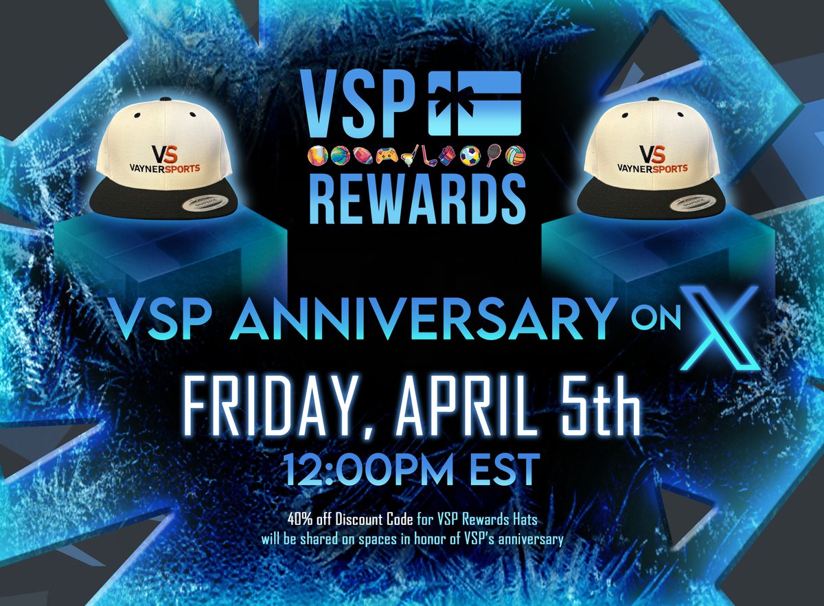vspass's tweet image. VSP's 2nd Year Anniversary Spaces! 🎉

🗓 Friday April 5th 12:00pm EST 

🧢 RETWEET THIS for a chance to win a FREE Hat

🔗 Link to the Spaces: (click "Set Reminder" 😉)