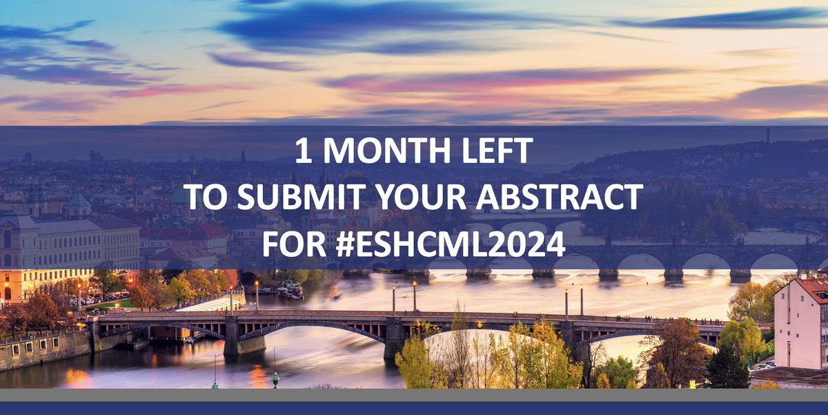 📣 #ESHCML2024 ONLY 1 MONTH LEFT TO SUBMIT YOUR ABSTRACT ➡ bit.ly/3QXtyyU
26th Annual John Goldman Conference on #CML
🗓️ Sept. 27-29, 2024 - Prague 🇨🇿
Applications for @LeukUK International Scholarship Funds ➡ bit.ly/3P2dpqO
#ESHSCHOLARSHIPFUND #ESHCONFERENCES