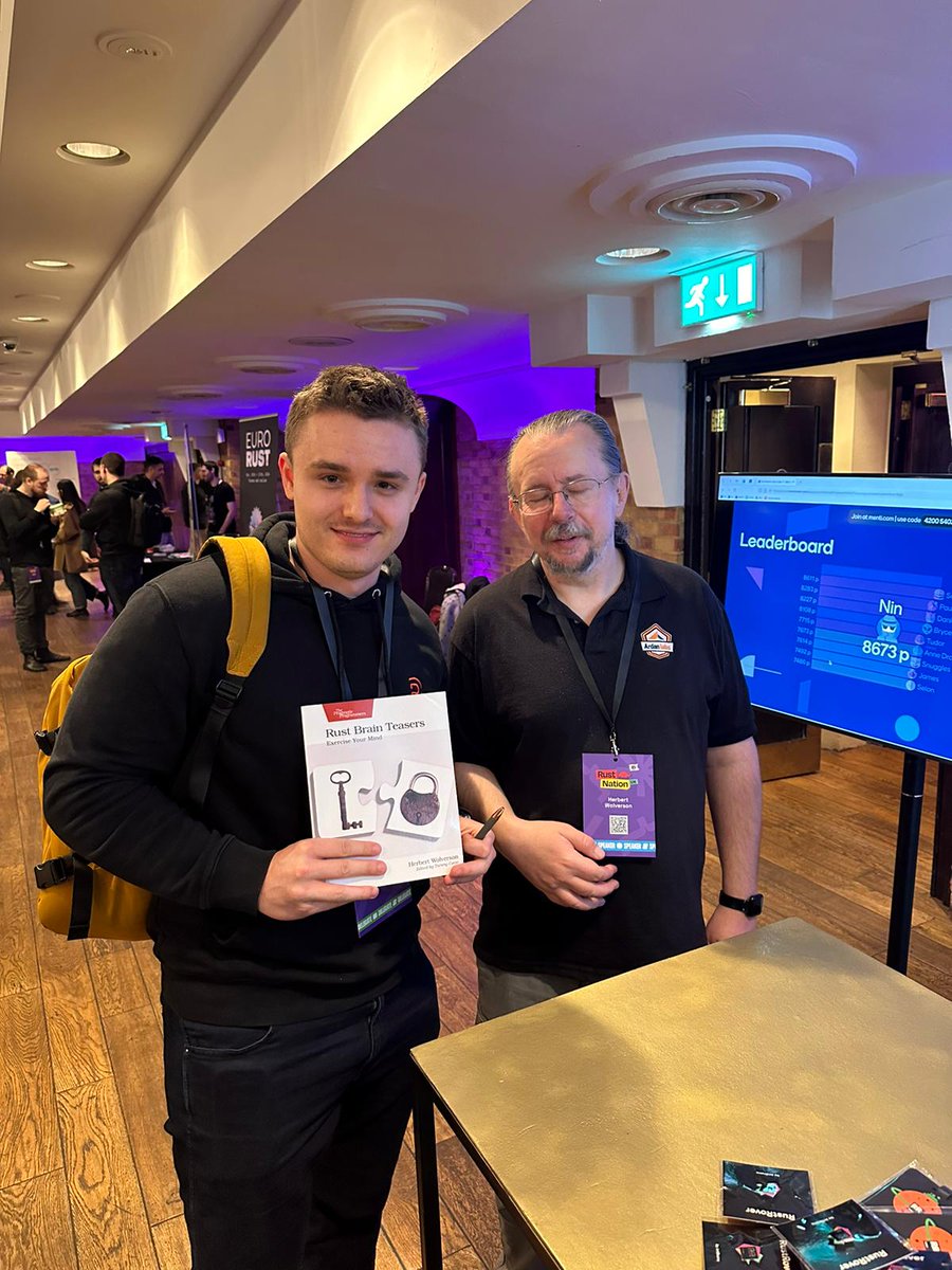 pragprog's tweet image. Fun @jetbrains  Book Giveaway at #RustNationUK in London - Rust Brain Teasers - by our own @herberticus 

pragprog.com/titles/hwrustb…

 @RusTNation  #Rust  #PragProgAuthors #PragProgBrainTeasers