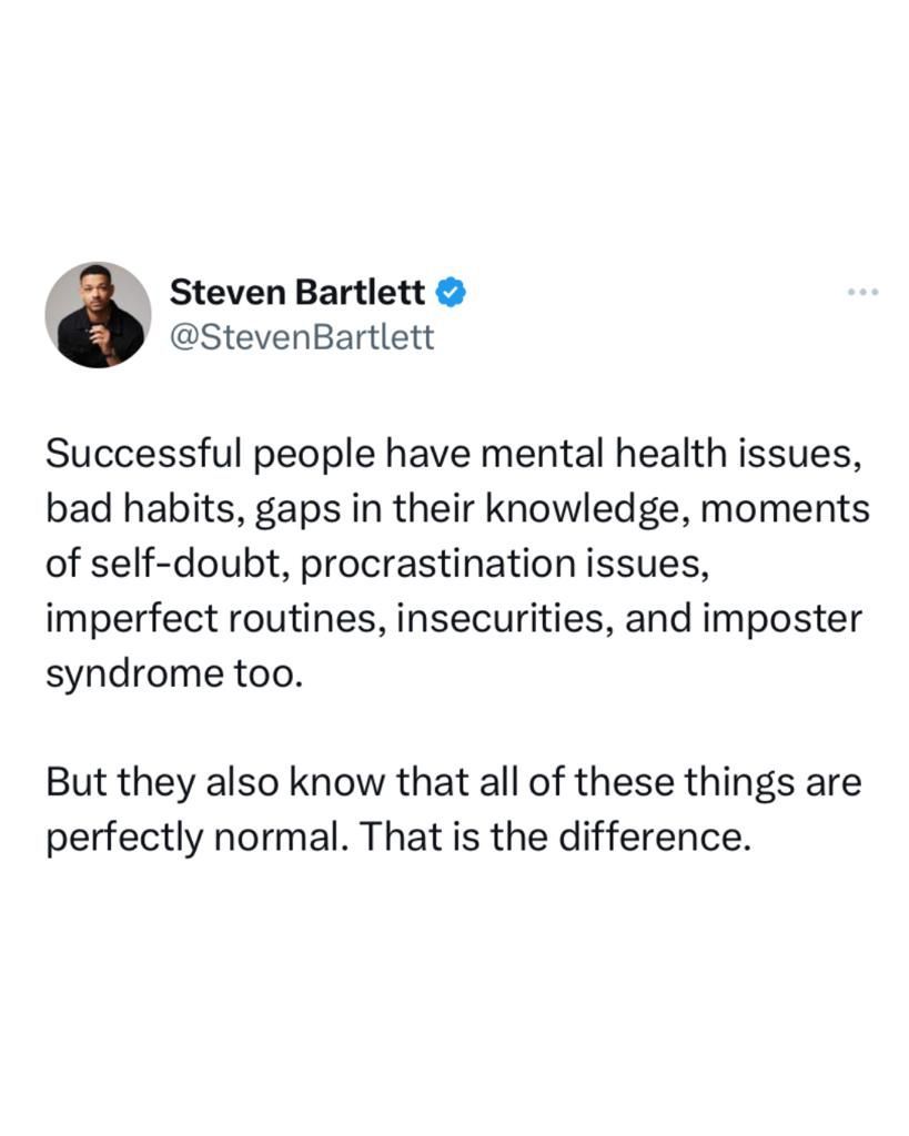 Successful people have mental health issues 👇 @StevenBartlett 👏