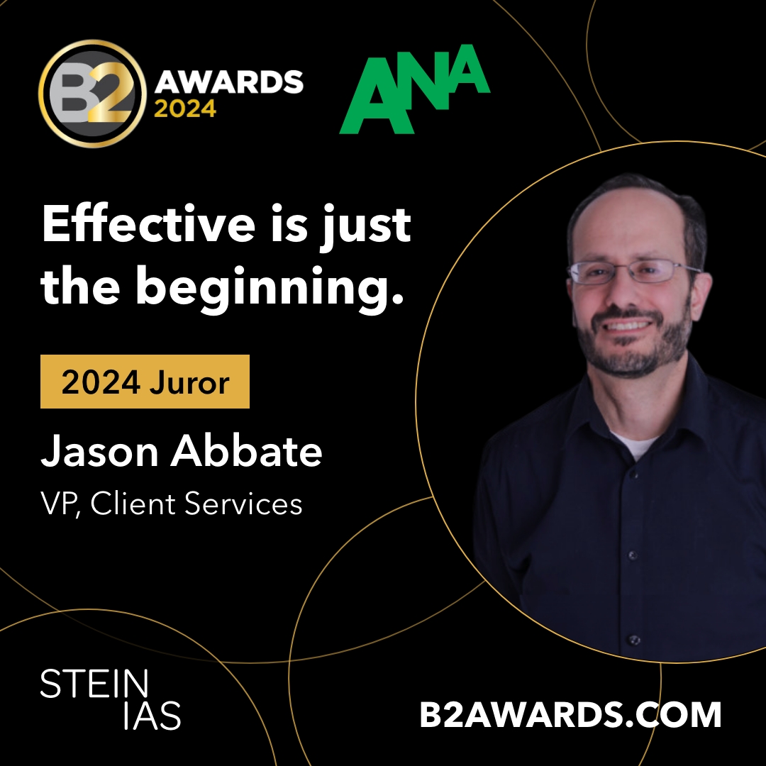 Maria Becker, our Head of Strategy, Americas, and Jason Abbate, VP of Client Services, will serve as judges for the @ANAmarketers  2024 B2 Awards.

We're proud to have them represent Stein IAS!