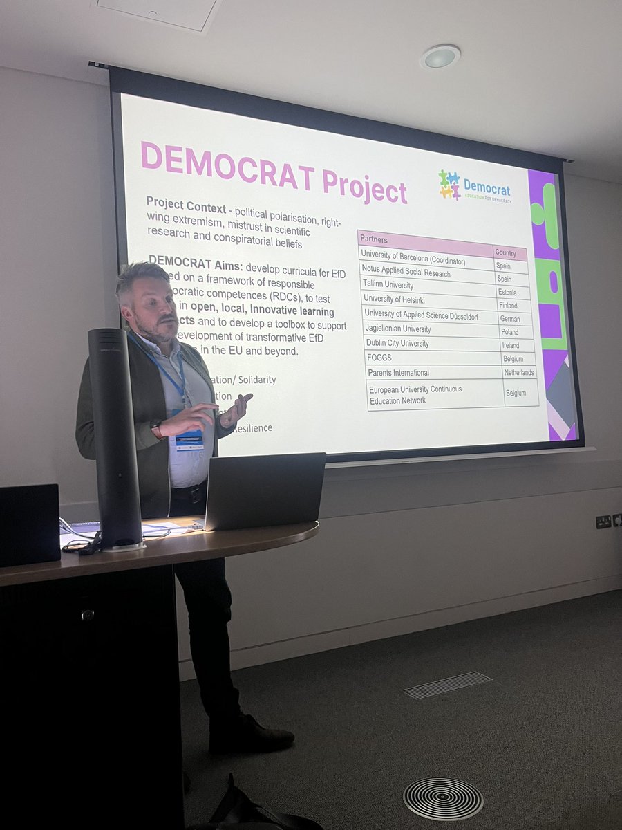 Fantastic presentation by @BenjMall on the @HorizonEU DEMOCRAT project @esai_irl #esai24