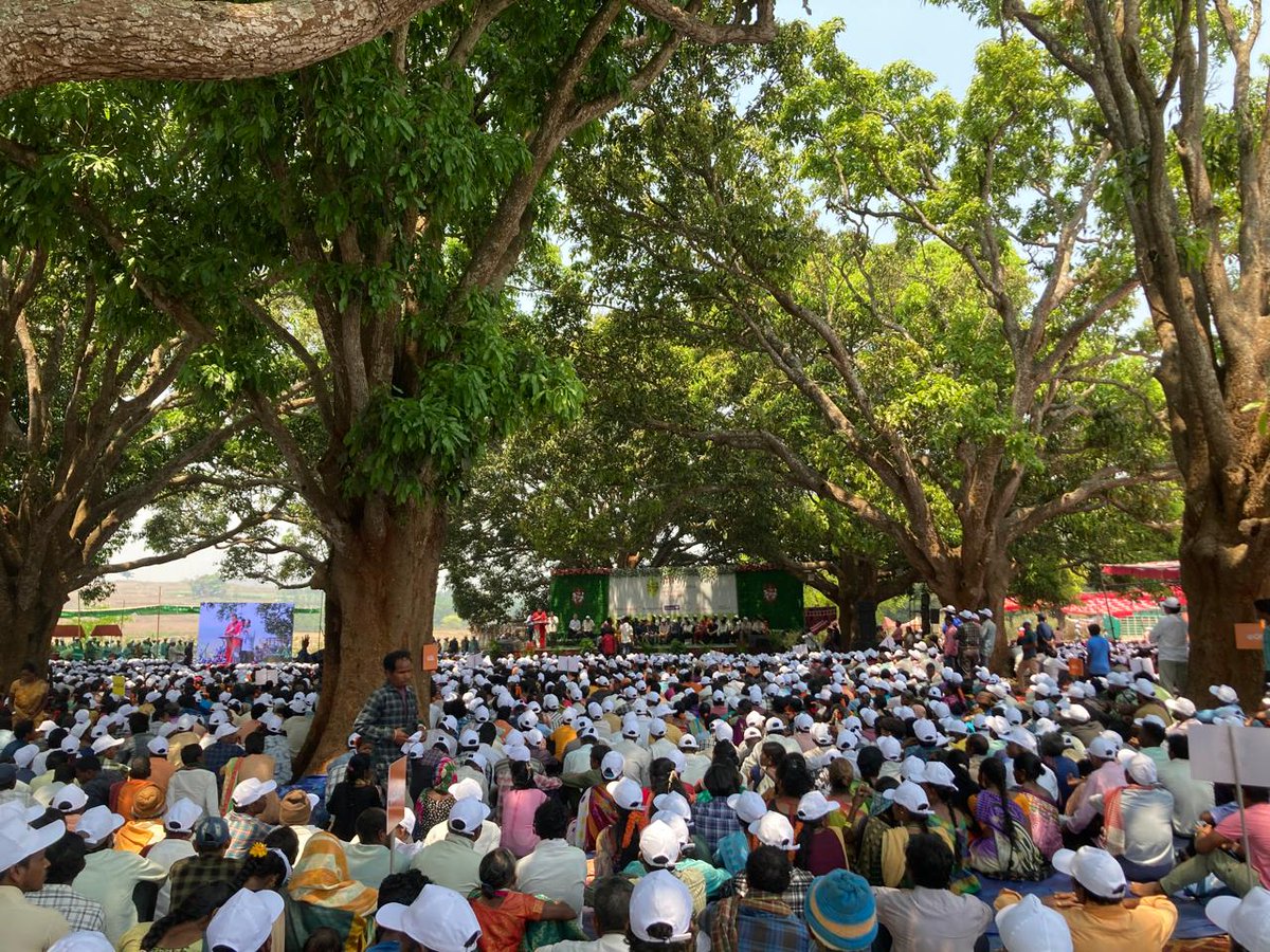 naandi_india's tweet photo. Behold the 16th #GemsOfAraku Festival! Hosted alongside the AGM of the farmer co-op growing world-class coffee for @arakucoffeein. Team @naandi_india
cheered on the 10,000+ smallholder farmers gathered under the mango orchard. What an event! Global coffee buyers were enthralled https://t.co/sW38lOdzRq
