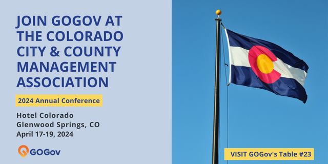 The GOGov Team is excited to attend the 2024 Colorado City & County Management Association (CCCMA) Annual Conference later this month! Visit our booth to learn how we work with over 400 local government agencies nationwide! Learn more: bit.ly/3PLVLrD