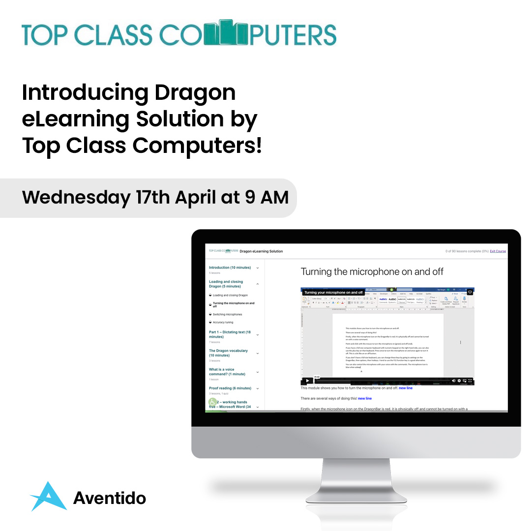 Have you signed up for my first webinar that I’ll be doing with @aventido to discuss the Dragon E-Learning Solution? During the webinar, I’ll be giving an overview of what the 90 modules cover. Sign up here: us02web.zoom.us/webinar/regist…