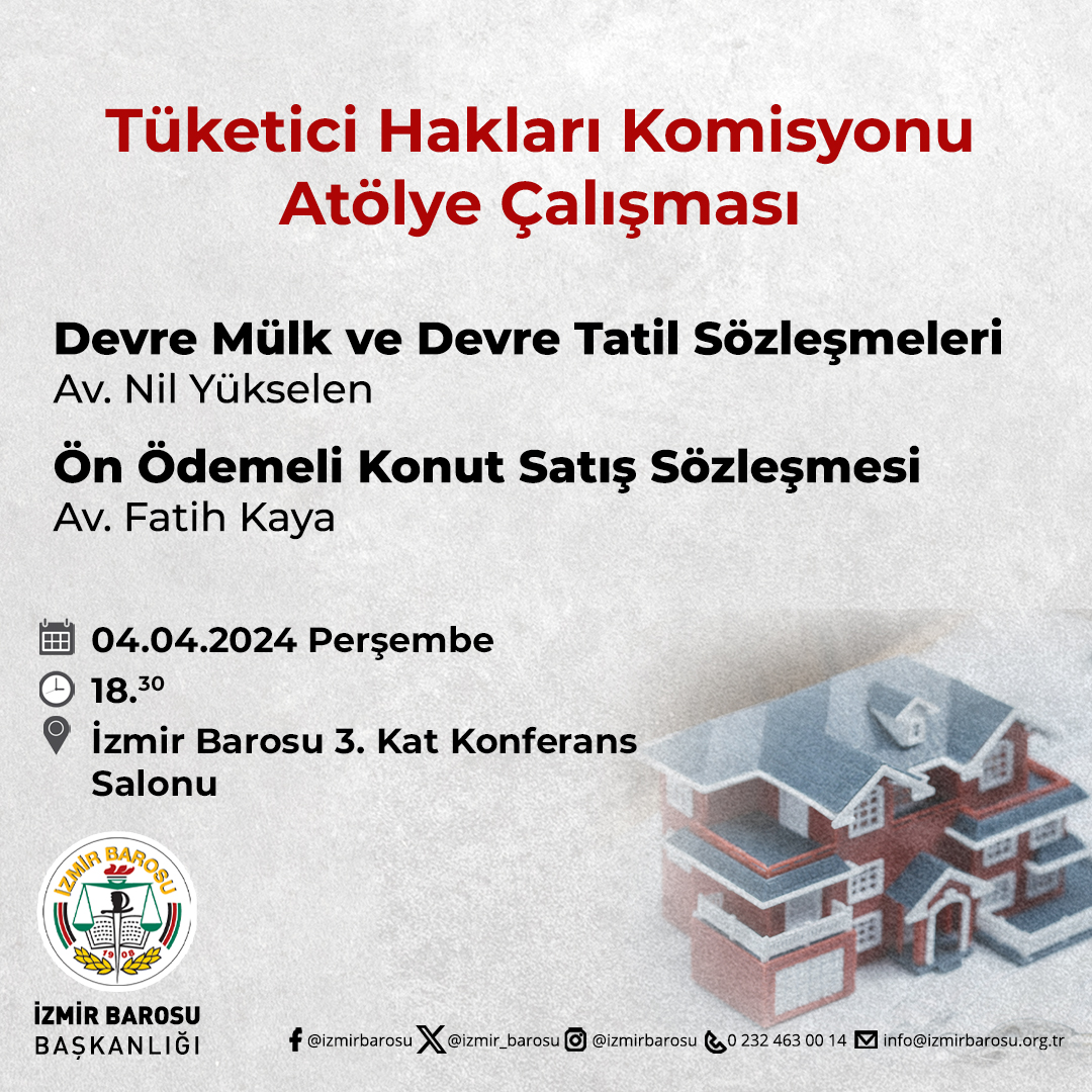 📢 Bugün 🕞 18.30 ✅ Düzenleyen: @izmir_barosu 💬 @nilizm, Fatih Kaya 🗓️ Yaklaşan hukuk etkinlikleri: turkiyehukuk.org/etkinlik/ 🔹Bizi takip edin: linktr.ee/turkiyehukuk