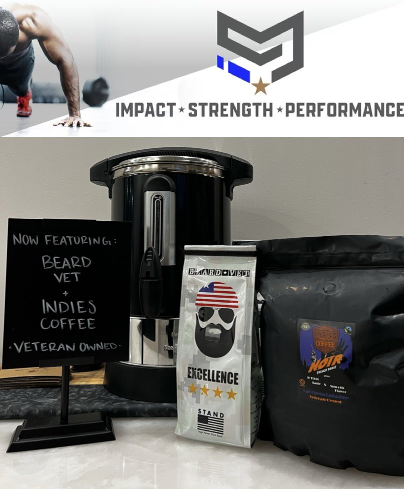 Coffee Bar, brewing FREEDOM, @CoIndies & @BeardVetCoffee ☕️ at IMPACT STRENGTH & PERFORMANCE in Oklahoma City! @CoachGeorge5 - “Come get a cup of brew and support our Veteran owned companies!!!”