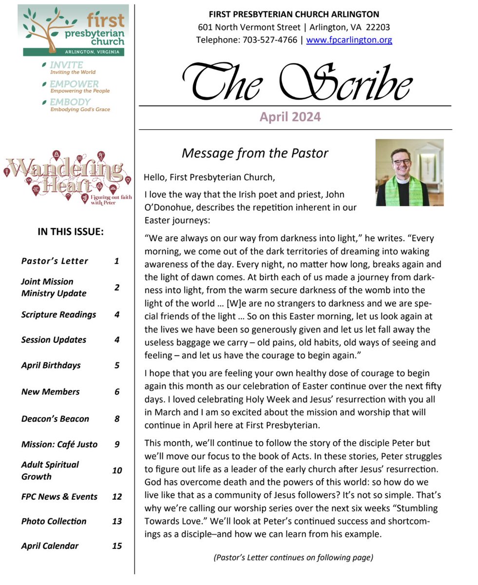 There are lots of ways for you to deepen your faith and serve your neighbors at First Presbyterian Church this month! Read this month's newsletter to learn more: shorturl.at/dmHK9