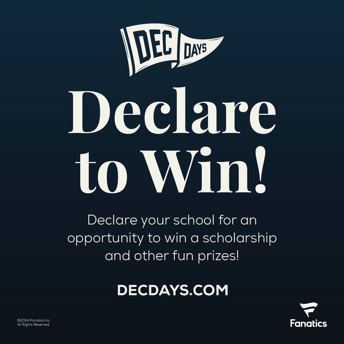 Class of 2028! Want to win a $2,500, $5,000 or even a $10,000 scholarship?! Enter to win by publicly declaring your decision to attend by visiting decdays.com by May 1! #UR2028 @Fanatics