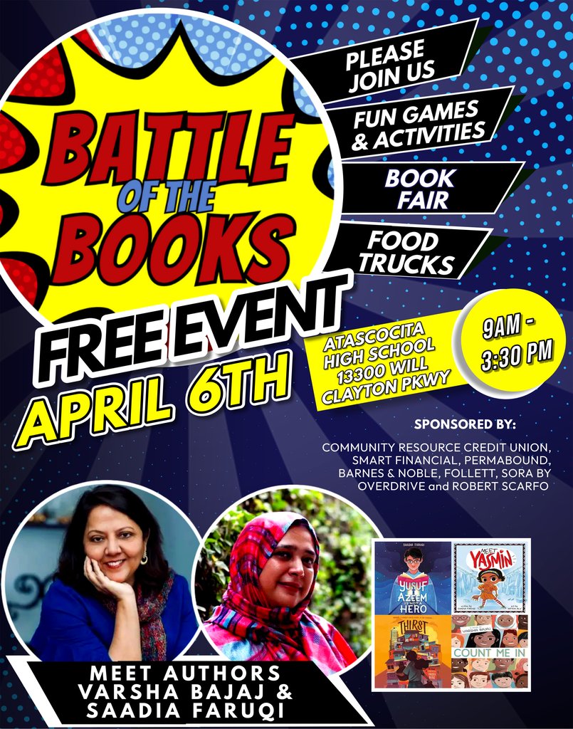 Join us at Battle of the Books and cheer on the Bookshelf Bats during the district competition on Saturday, April 6.  The competition begins at 9.  There will be authors presenting at 11, Food Trucks, a Book Fair and MORE!  Join the fun!  #TheHumbleLibrarian #ShineALight