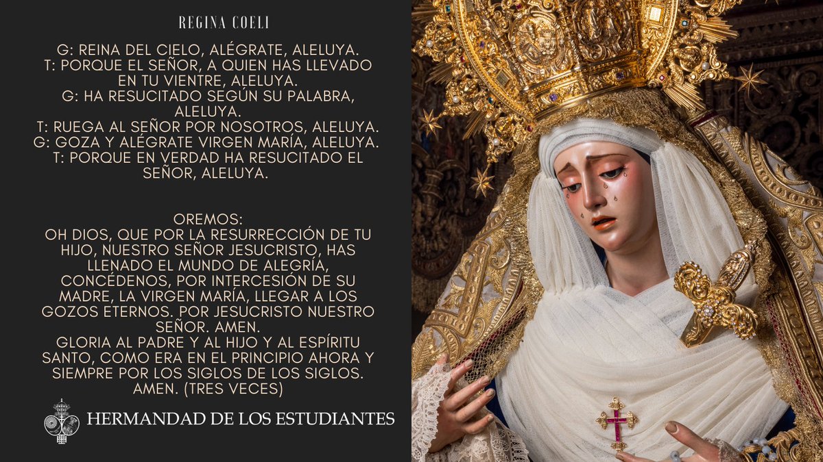 REGINA COELI | Felicitamos a la Virgen María por la resurrección de su Hijo Jesucristo.