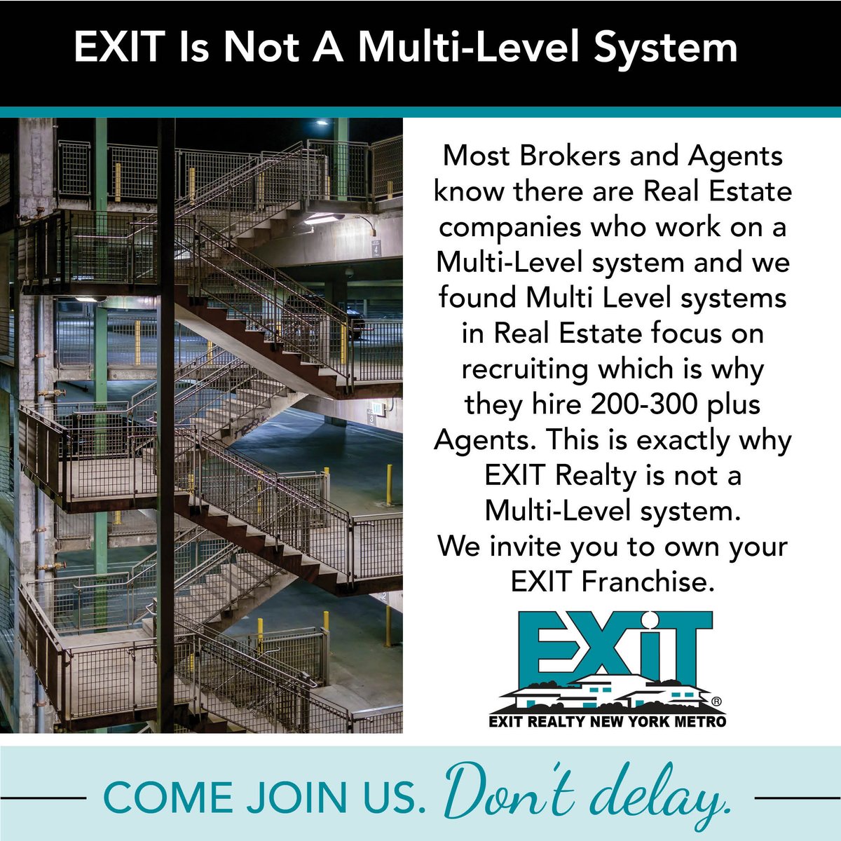 EXIT is not a Multi-Level System!
Visit JoinEXITRealty.com to learn more about the EXIT Formula.

#realty #RealEstate #EXITRealty #NewYorkMetro #success #bestinclass #advertising #marketing #passiveincome #financialfreedom #realestatecareers #LovEXIT #JoinEXIT
