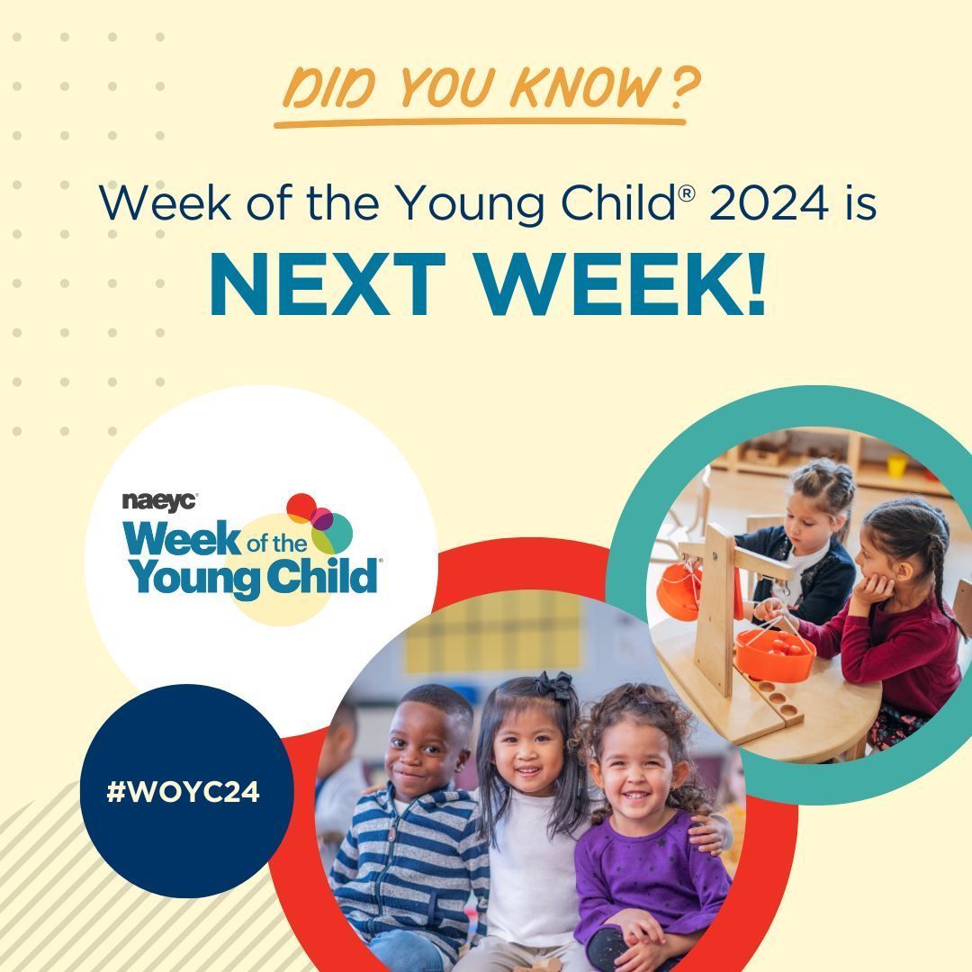 🎉 Get ready to celebrate the importance of #EarlyLearning next week during the Week of the Young Child with @NAEYC! Start planning now for a week filled with engaging activities. #WOYC24 #EarlyChildhoodEducation Check out ideas for each themed day here: buff.ly/2HuGWaX