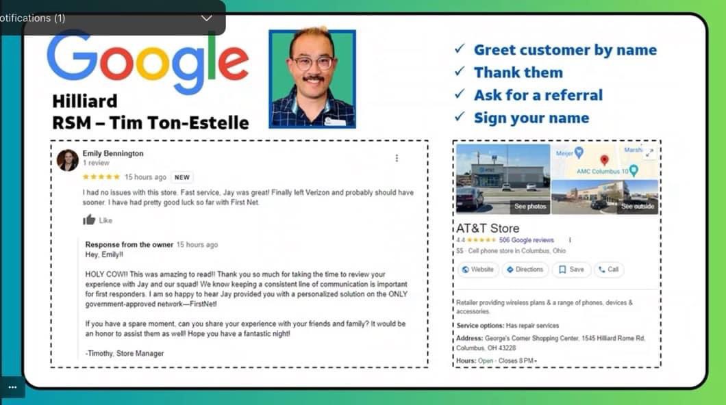 First call as a part of the Greater Lakes Market and the Hilliard Squad is featured front and center!!! Delivering the BEST customer experience is always our #1 priority! So proud of our team!!! #GLM #TeamMOHtivate #HilliardSquad #LifeAtATT #WinAsOne