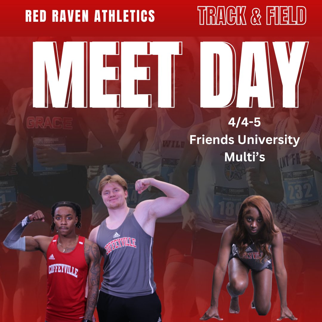 T&F MEET DAY! The Red Raven Multi Event athletes travel to Friends University to Compete in the Friend's Multi's. April 4-5 @cccredravens @CvilleTrackXC