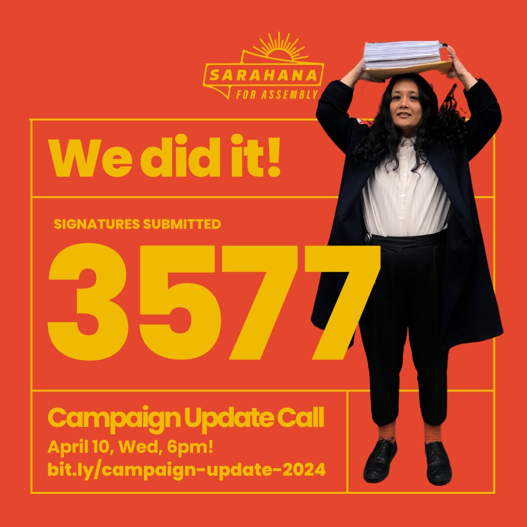 We submitted 3500 signatures, 7 times the required amount! But now it’s time to win. Join our campaign update call on April 10, Wed, at 6pm bit.ly/campaign-updat…