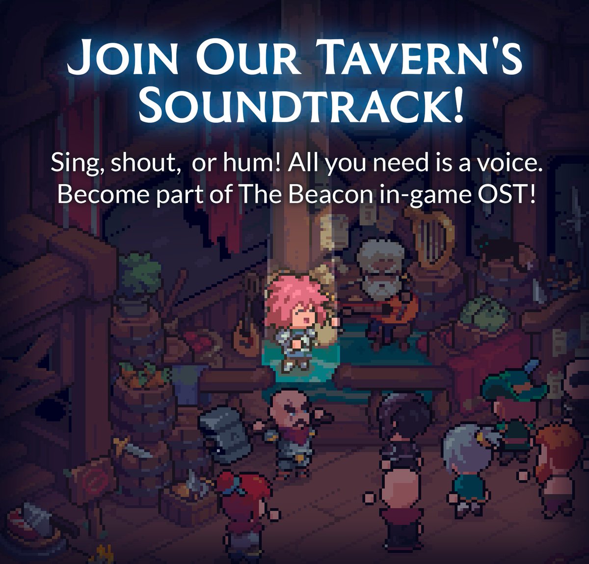 We're adding real community voices to The Beacon's Tavern ambiance! 📢We're giving away 5 Whitelist spots just by participating 👀 The community is at the center of The Beacon and we mean it. Sing, shout, or hum!! All you need is a voice. Here's how to participate 👇 1/3🧵