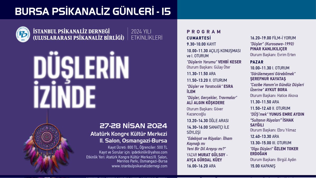 DÜŞLERİN İZİNDE Bursa Psikanaliz Günleri’nde sanatçı ile buluştuğumuz oturumlar en etkileyici oturumlar olmuştur hep. Etkinlikteki her konuşma anımsanamaz ama sanatçının anlattıkları derin bir iz bırakır genellikle. Sanatçılar, yaşadıkları ve oldukları hali en simgesel, aynı…