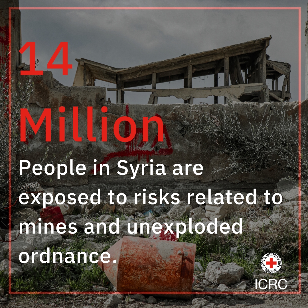 It’s the Intl Day of Mine Awareness, and until today, the danger of exposure to landmines, remnants of war and unexploded ordnance still haunts the lives of millions of Syrians after more than a decade of conflict. #IMAD2024 #Syria