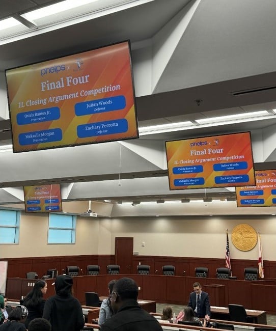 Our Tampa office attended and judged the @uflawtrialteam 1L Closing Argument Competition at @UFLaw. This was our 10th year sponsoring this event, and we were so proud to see the new legal talent. Congratulations to Julian Woods, Osiris Ramos, Zachary Perrotta and Mekaelia Morgan!
