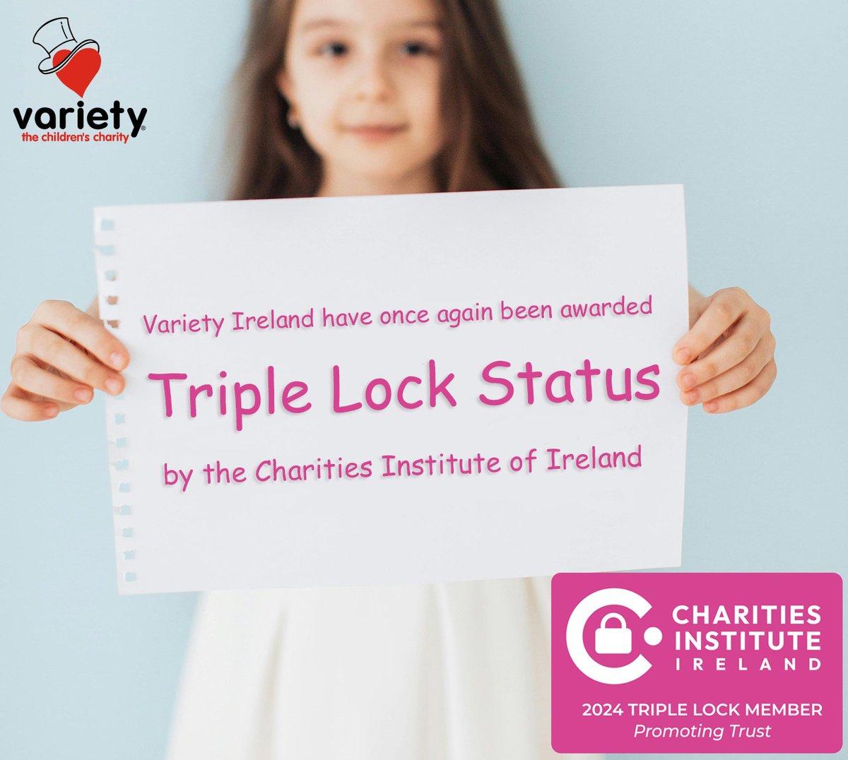 Variety Ireland is proud to have once again been awarded Triple Lock status by @CiiTweets for 2024.🥰👏
Triple Lock status is awarded to charities that uphold the highest standards in transparent reporting, ethical fundraising & governance structures.
#cii #TripleLock #governance