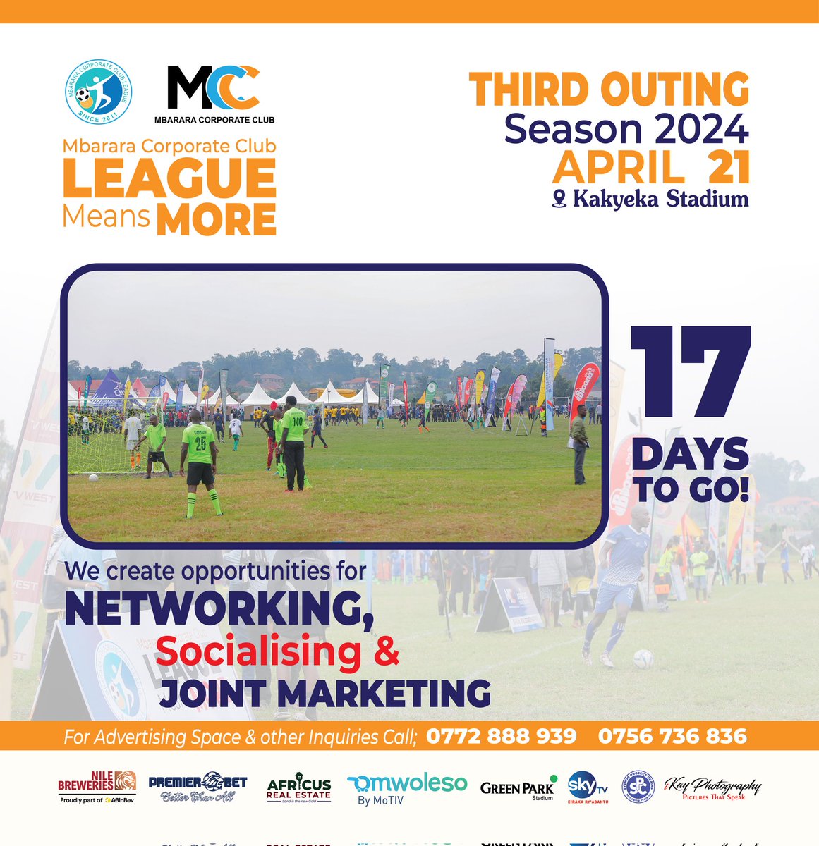 The 3rd Outing of #NBLMCCSeasob24 is just remaining with 17days to go. With us, there is more than just a league. We create opportunities for #Networking #socializing and #jointmarketing 
Join us on 21st at Kakyeka Stadium on 21st April 2024.