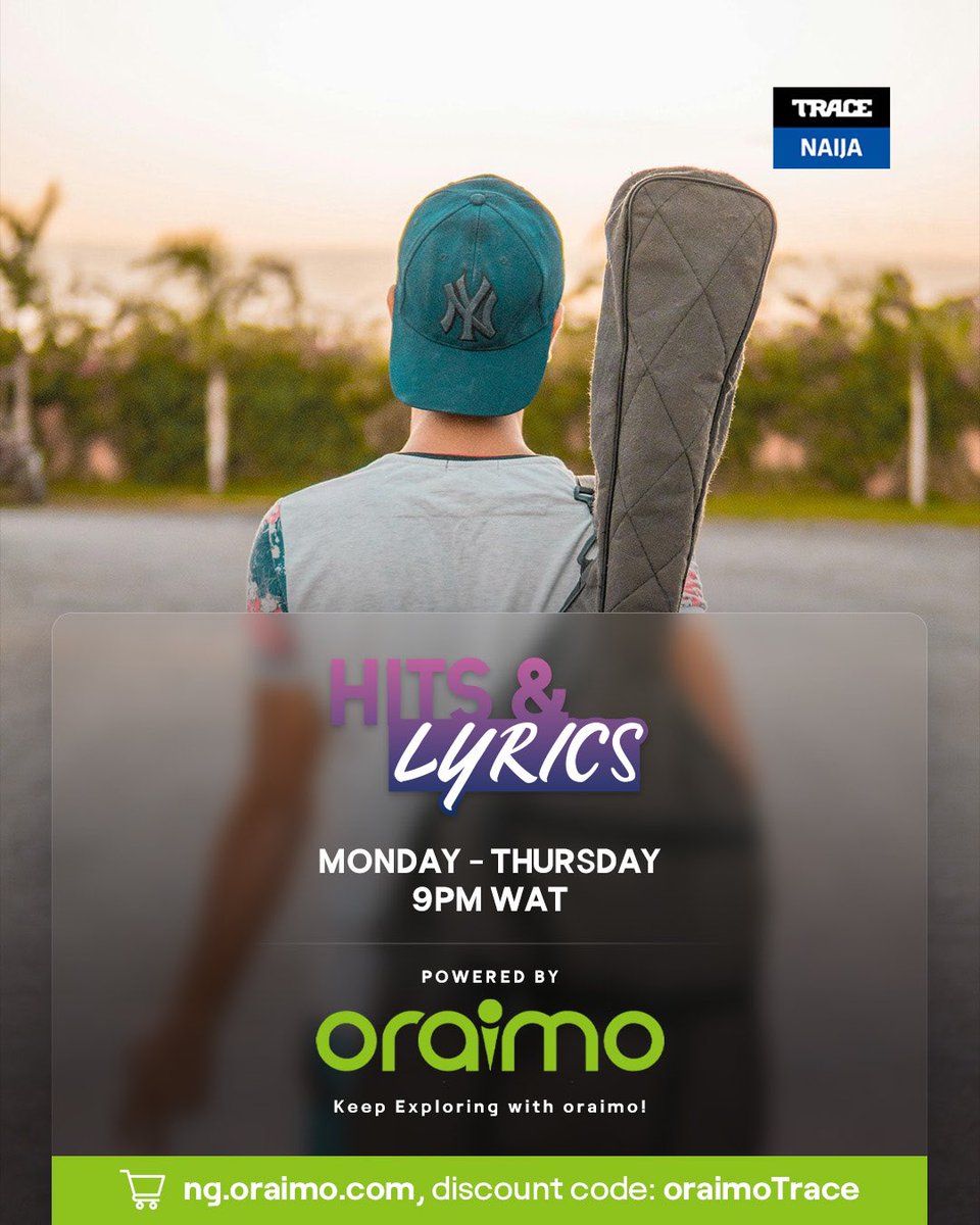 Let your heart pour into every lyric as you enjoy Hits & Lyrics showing Monday to Thursday at 9 pm WAT only on #Tracenaija325 brought to you by @OraimoMate Shop for your favorite oraimo products at the best price using the discount code:oraimoTrace #oraimoxTraceNaija