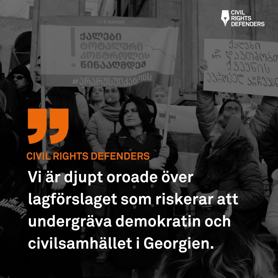 Vi är djupt oroade över den kontroversiella lagen som återigen föreslagits i #Georgien🇬🇪 och uppmanar parlamentets ledamöter att inte rösta för förslaget. Läs mer i vårt uttalande👉crd.org/sv/2024/04/03/…