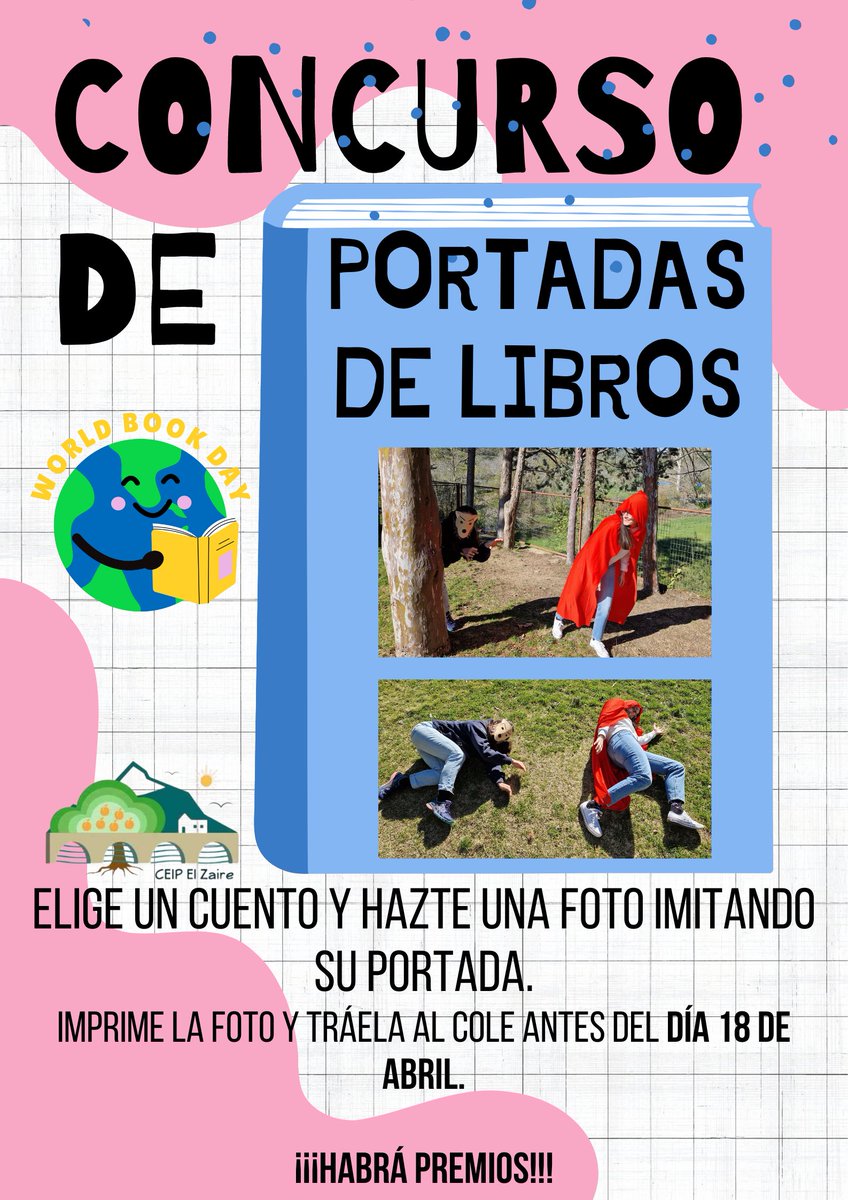 CEIPELZAIRE's tweet photo. Con motivo del día del libro, estamos preparando este concurso para que nos ayude a decorar el cole.
¡¡¡Esperamos vuestras fotos!!! https://t.co/TMBgPJEqNq