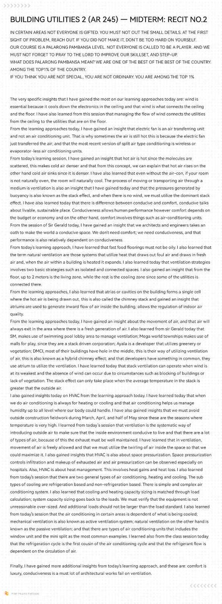 SchaThan_'s tweet photo. Barredo, Richard Nathaniel D. 
BS Arch 2A

Building Utilities 2 (AR 245) 
MIDTERM: RECITNO.2

#BSArch2A
————————— https://t.co/e8PephKH9F