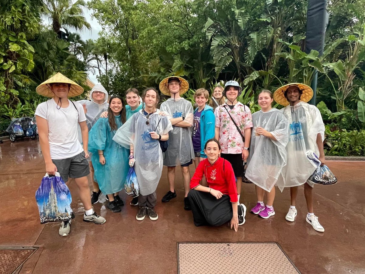 BurdickNRBand's tweet photo. There’s no dampening the fun we had at Epcot in spite of the rain! North Royalton HS Band Trip 2024!

https://t.co/LmYrk7vMbz? https://t.co/w1mbAOrRaW