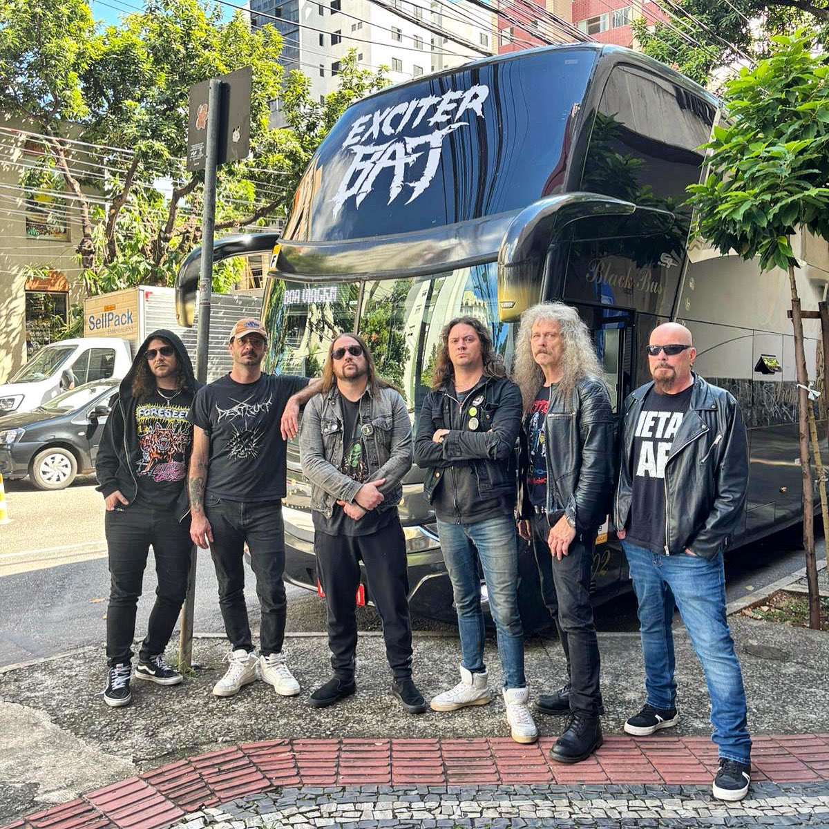 THE EXCITER & BAT ATTACK TAKES BRAZIL 🇧🇷 The bus has pulled into Belo Horizonte and we rock Caverna Rock Pub tonite. See you maniacs in the pit! APRIL 4 - BELO HORIZONTE APRIL 5 - BRASILIA DF APRIL 6 - SÃO PAULO - SOLD OUT!