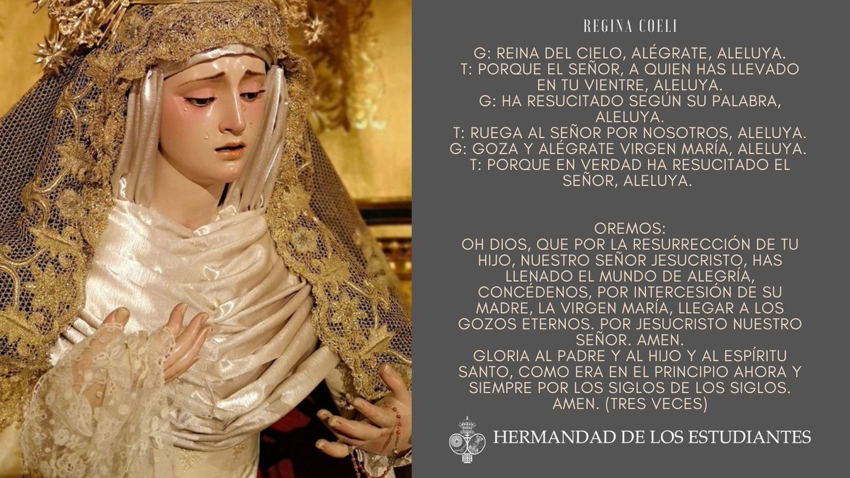 REGINA COELI | Felicitamos a la Virgen María por la resurrección de su Hijo Jesucristo.