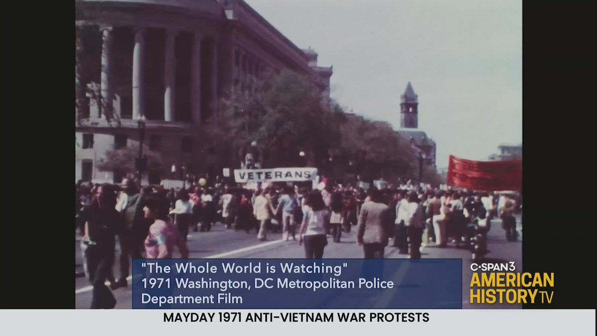 Tens of thousands of anti-Vietnam War protesters, young people and military veterans alike, converged on Washington, D.C. starting #OTD in 1971. More than 7,000 of them were arrested in a single day. Learn more from author @robertslawrence and others: c-span.org/classroom/docu….