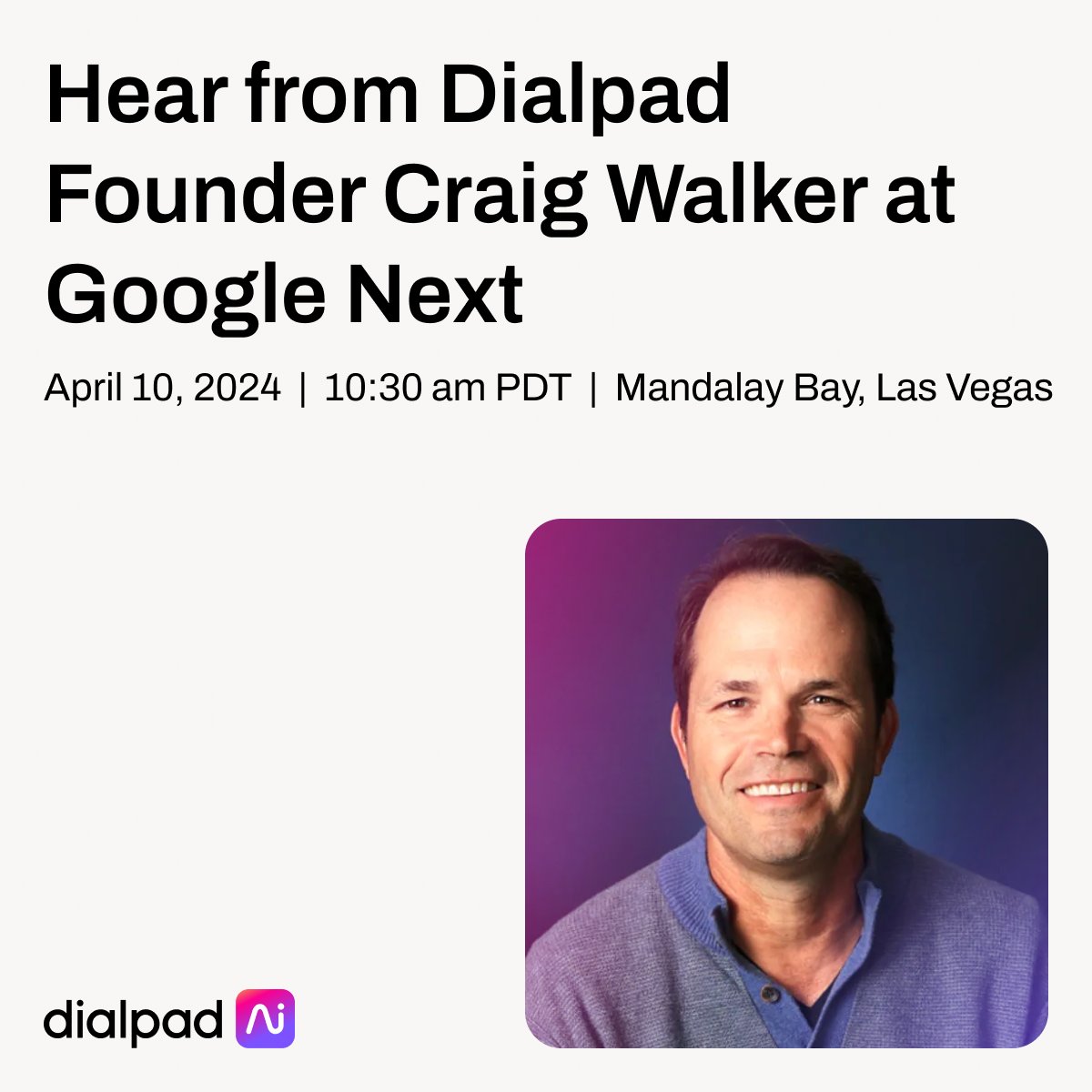 🌊 Looking to conquer the AI wave? Join @Dialpad CEO Craig Walker for 'Pioneering the Future of Revenue & Growth' and learn how to win in the new business landscape! Register Now: bit.ly/4anHB8k #futureofrevenue #growthhacking #Dialpad #googlecloudnext