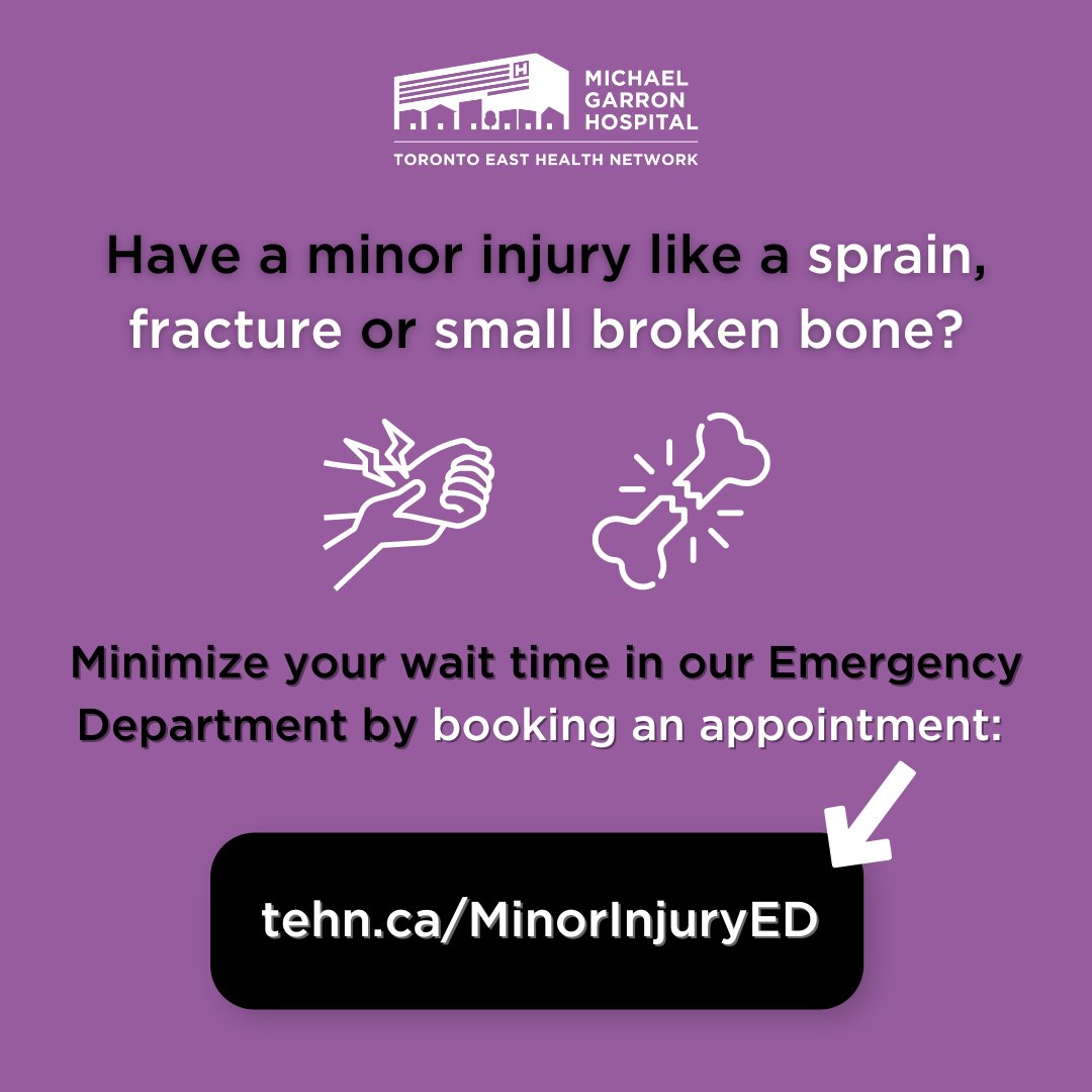 To help make urgent care as convenient as possible, our Emergency Department offers same-day or next-day appointments for patients with sprains, fractures or r small broken bones. Learn more: tehn.ca/MinorInjuryED