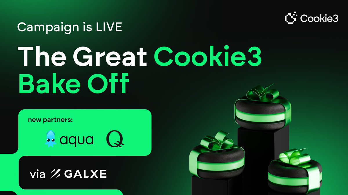 The Great Cookie3 Bake Off AMA with <a href="/QBlockchain/">Q Blockchain</a> and Aqua <a href="/native_fi/">Native</a>  is live. 🍪🍪🍪

Join here: x.com/i/spaces/1BRKj…

Both Great Cookie3 Bake Off Campaigns are live as well. Links in the thread! 👇