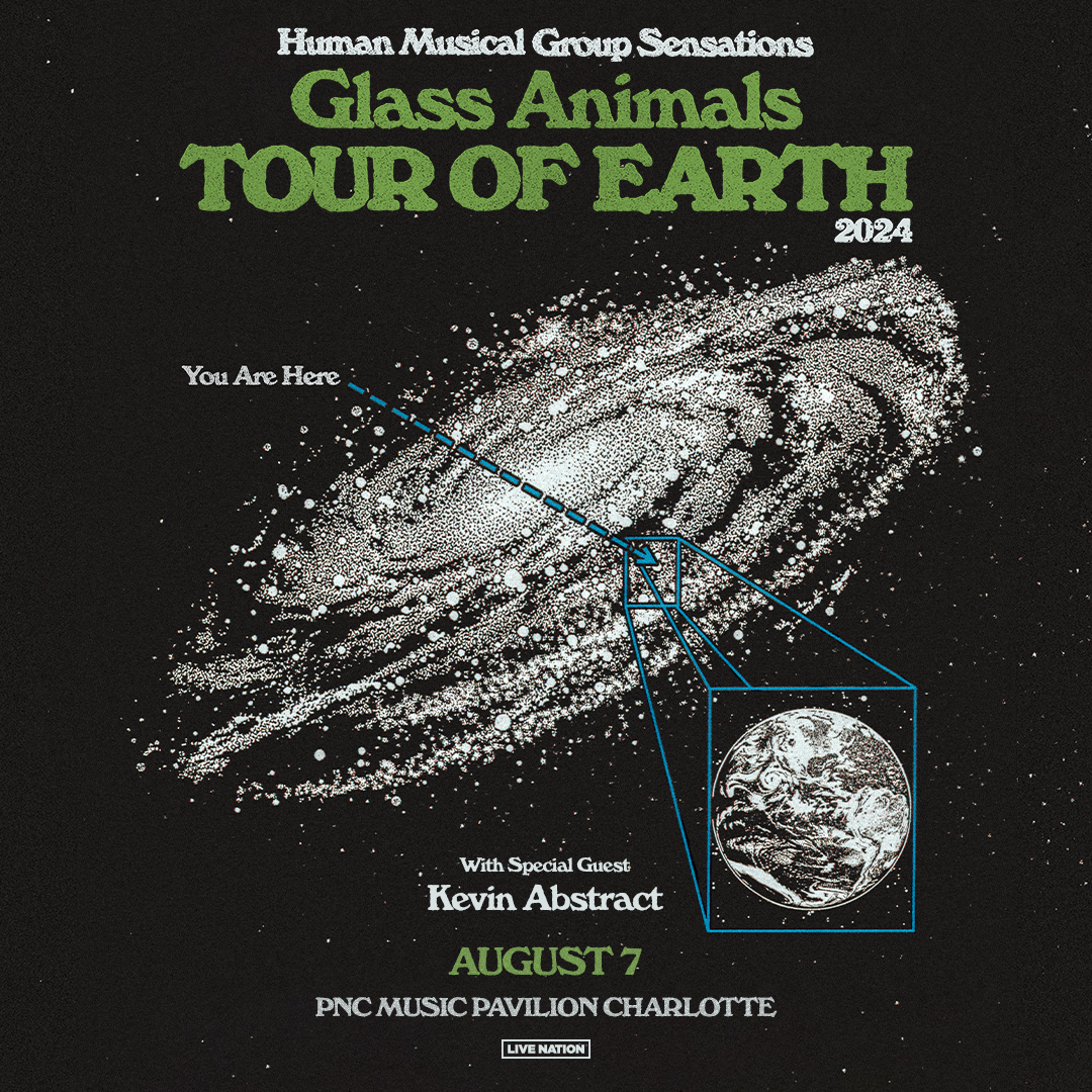 Human Musical Group Sensations @GLASSANIMALS: TOUR OF EARTH with @KevinAbstract at PNC Music Pavilion on 8/7! 🍍🌎 LN Presale 4/10 at 10 am | Code: RIFF On Sale Fri. 4/11 at 10 am | livemu.sc/3U5tf70